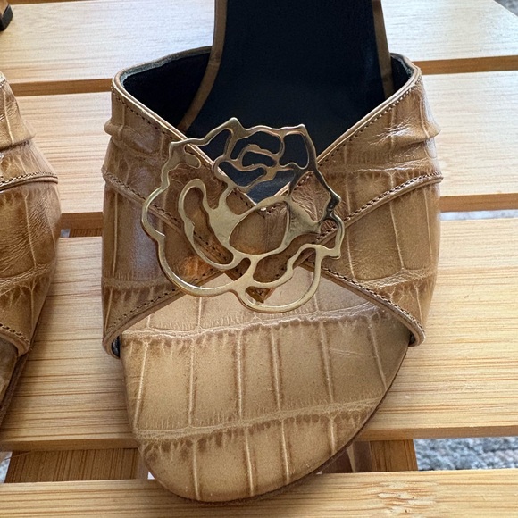 Versace Brown Croc-Embossed Mules with Gold Detail - Picture 11 of 12